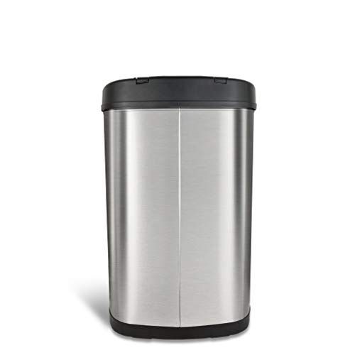 NINESTARS DZT-50-25 Motion Sensor Trash Can, Large, Silver