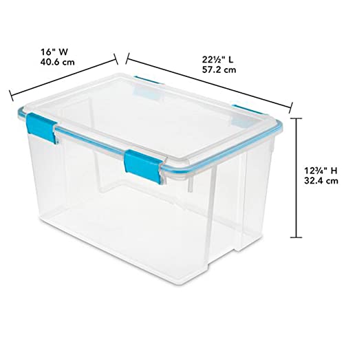 Sterilite 54 Quart Clear Plastic Stackable Storage Container Box Bin with Air Tight Gasket Seal Latching Lid Long Term Organizing Solution, 8 Pack