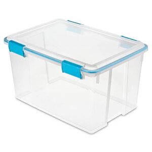 Sterilite 54 Quart Clear Plastic Stackable Storage Container Box Bin with Air Tight Gasket Seal Latching Lid Long Term Organizing Solution, 8 Pack