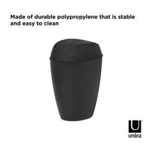 Umbra Twirla Trash Can with Swing-top Lid, 2.4 Gallon, Black