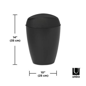 Umbra Twirla Trash Can with Swing-top Lid, 2.4 Gallon, Black