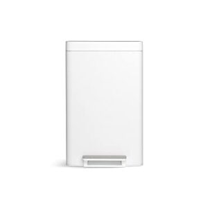 Kohler Step Trash Can, 11 Gallon Dual Compartment, White with Stainless Steel