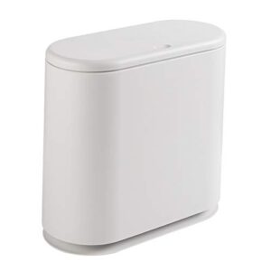 pengke slim plastic trash can 2.7 gallon garbage can with press top lid,white modern waste basket for bathroom,living room,office and kitchen