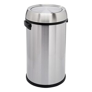 amazon basics round stainless steel trash can with swing lid – 65 liter