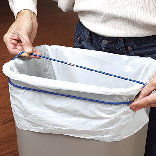 Trash Can Bands Set of 3 - Grey with Metal Connector, Holds 13 to 33 Gallon Trash Bag - Durable Elastic Garbage Bag Band for Indoor and Outdoor Use - Waste Basket Rubber Bands For Round & Square Bins