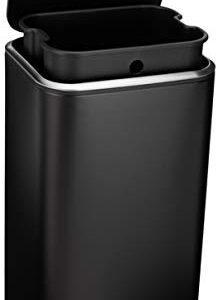 Amazon Basics 32 Liter / 8.5 Gallon Soft-Close Metal Trash Can with Liner and Foot Pedal - Black