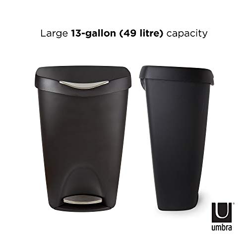 Umbra 084200-047 Brim Step On Trash Can, Black, 13 Gallon