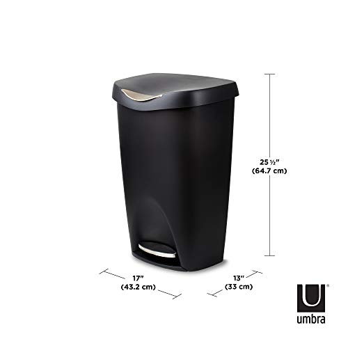 Umbra 084200-047 Brim Step On Trash Can, Black, 13 Gallon