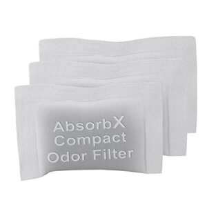 itouchless 3-pack absorbx compact odor filters for trash cans and compost bins, absorbs garbage smells, all natural activated carbon