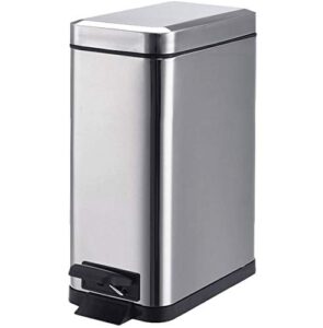 1.3 gallon- rectangular small steel step trash can wastebasket,stainless steel bathroom slim profile trash can,5 liter garbage container bin for bathroom,living room,office and kitchen,silver