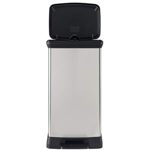Curver Deco Bin 50 Liter Perfect for Household Use Indoor for Garbage Disposal, Black/Silver