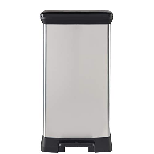 Curver Deco Bin 50 Liter Perfect for Household Use Indoor for Garbage Disposal, Black/Silver