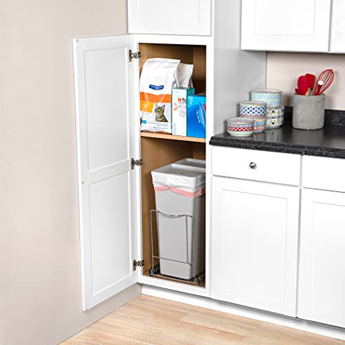 Hold N' Storage Pull Out Trash Can Under Cabinet- Trash Can Not Included, Heavy Duty w/ 5 Year Limited Warranty- Requires a 13”W X 22”D Cabinet Opening, Chrome