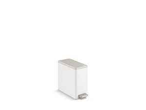kohler 20957-stw trash bin, 2.5 gallon, white with stainless steel