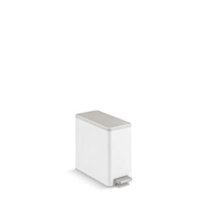 Kohler 20957-STW Trash Bin, 2.5 Gallon, White with Stainless Steel