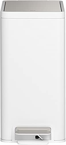 Kohler 20957-STW Trash Bin, 2.5 Gallon, White with Stainless Steel