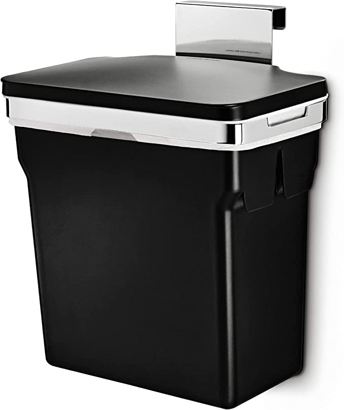 simplehuman 10 Liter / 2.6 Gallon In-Cabinet Trash Can Heavy-Duty Steel Frame, Black