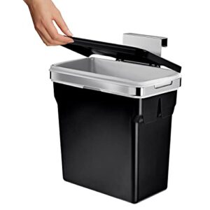 simplehuman 10 Liter / 2.6 Gallon In-Cabinet Trash Can Heavy-Duty Steel Frame, Black