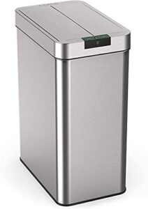 homelabs 13 gallon automatic trash can for kitchen – stainless steel garbage can with no touch motion sensor butterfly lid and infrared technology with ac power adapter