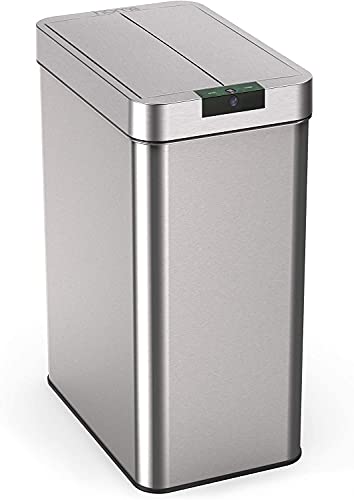 hOmeLabs 13 Gallon Automatic Trash Can for Kitchen - Stainless Steel Garbage Can with No Touch Motion Sensor Butterfly Lid and Infrared Technology with AC Power Adapter