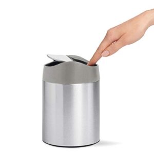 simplehuman, Brushed Stainless Steel 1.5 Liter / 0.4 Gallon Mini Countertop Trash Can