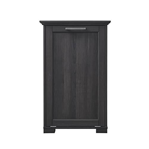 OLD CAPTAIN Wooden Tilt Out Trash Cabinet, Hidden Trash Can Kitchen Holds 10 Gallons (Dark Brown)