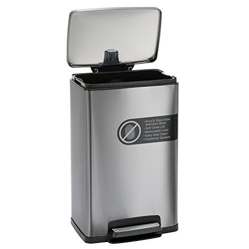 Tramontina 13 Gallon Step Trash Can Stainless Steel Includes 2 Freshener Cartridges …