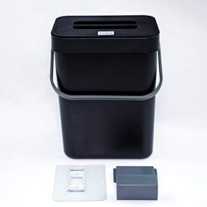 Jesintop Compost Bin for Kitchen Countertop Under Sink,Bathroom Hanging Small Trash Can with Lid,Mountable Food Waste Bucket,1.3 Gal/5 L Series,Black