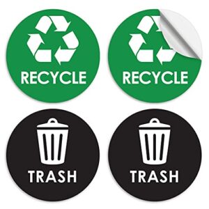 pixelverse design recycle sticker trash can decal – 6″ large recycling vinyl – 4 pack