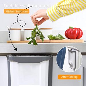 HUAPPNIO Kitchen Trash Can Plastic Collapsible 2 Gallon Wall Mounted for Cabinet Door Hanging Garbage Bin White