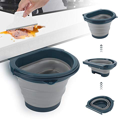 Eleganted Hanging Kitchen Trash Can 4L Folding Trash Can for Kitchen Cabinet Collapsible Hang Garbage Can Countertop Garbage Bin Bedroom Trash Can (Gray)