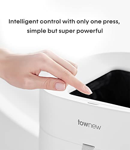 TOWNEW T Air Lite(T02B) Self-Sealing 4.4 Gallon Waste Bin | No Lid Waterproof Motion Sense Activated Garbage Bin | Smart Home Electric Trash Cans - White x1 Refill Ring Included (Up to 25 Bags)