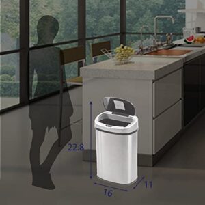 13 Gallon / 50 Liter Trash Can Automatic Garbage Can with Lid for Kitchen Bathroom Bedroom Home or Office High-Capacity Brushed Stainless Steel Touch Free Waste Bin