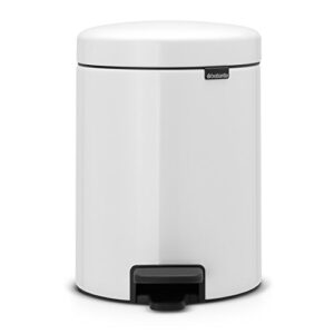 brabantia new icon step on soft closing kitchen garbage/trash can, 1.3 gal, white