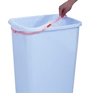 Large Plastic Trash Can with Swing Top Lid, 13 Gallon White Waste Bin for Kitchen, Garage, Indoor/ Outdoor Trash Can