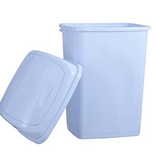 Large Plastic Trash Can with Swing Top Lid, 13 Gallon White Waste Bin for Kitchen, Garage, Indoor/ Outdoor Trash Can