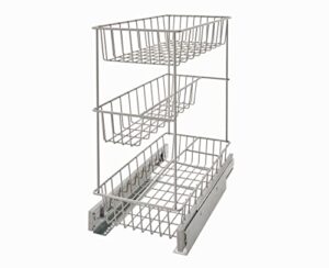 closetmaid 32105 premium wide 3-tier compact kitchen cabinet pull-out basket, 8.75-inch