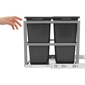 UEV Double Under Counter Kitchen Cabinet Pull-Out Trash Can,30 Liter / 8 Gallon for Each Sliding Pull Out Waste Bin Container,Garbage Slide Out Shelf for Kitchen with Bin,2 Black Wast Included