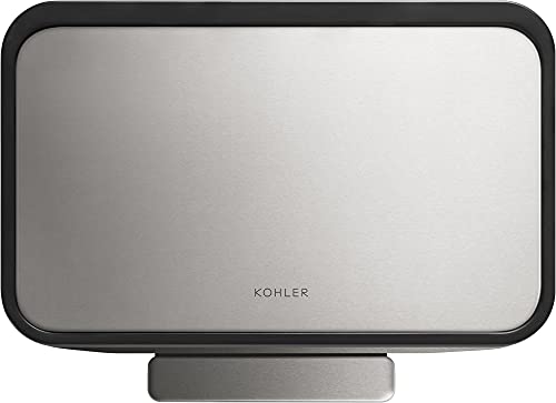 KOHLER 8 Gallon Compact Hands-Free Kitchen Step Can, Trash Can with Foot Pedal, Quiet-Close Lid, Stainless Steel, K-20942-ST