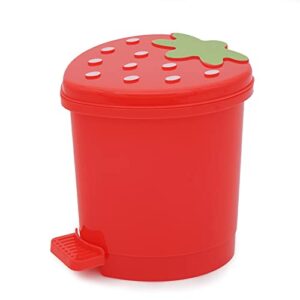 Desktop Trash Can Mini with Swing Lid Cute Red Strawberry, Mini Countertop Trash Cans for Desk Car Office Kitchen, Tiny Trash Can, Mini Garbage Can Plastic