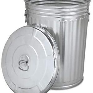 COLIBROX Pre-Galvanized Trash Can with Lid, Round, Steel, 20gal, Gray, Sold as 1 Each