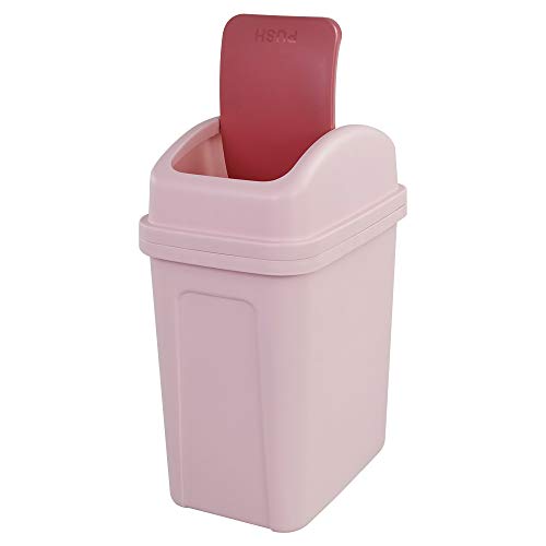 Dehouse 10 L/2.6 Gallon Trash Can with Swing-Top Lid, Plastic Swing-Top Trash Can, Pink