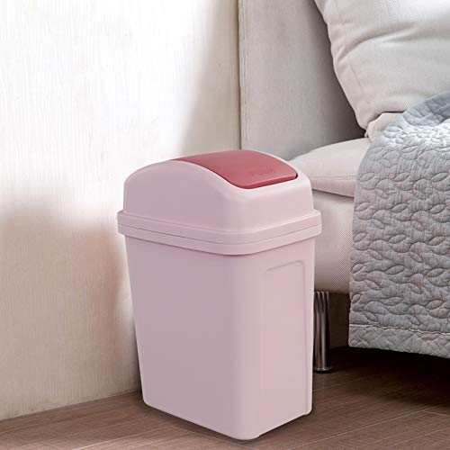 Dehouse 10 L/2.6 Gallon Trash Can with Swing-Top Lid, Plastic Swing-Top Trash Can, Pink