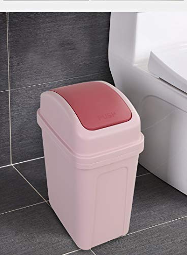 Dehouse 10 L/2.6 Gallon Trash Can with Swing-Top Lid, Plastic Swing-Top Trash Can, Pink