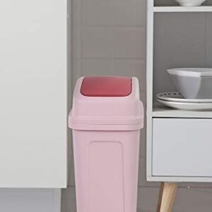 Dehouse 10 L/2.6 Gallon Trash Can with Swing-Top Lid, Plastic Swing-Top Trash Can, Pink