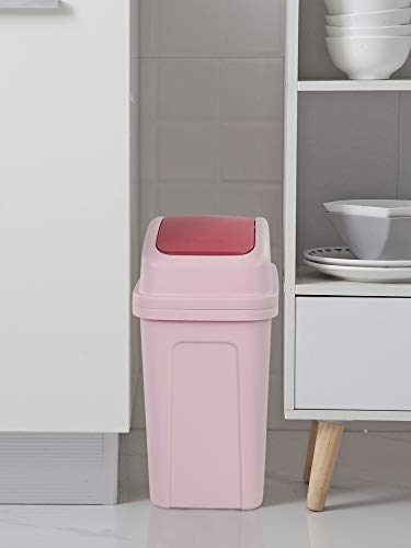 Dehouse 10 L/2.6 Gallon Trash Can with Swing-Top Lid, Plastic Swing-Top Trash Can, Pink