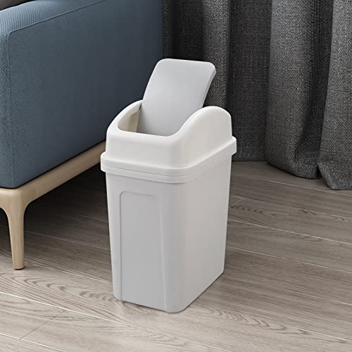 Fiazony 3-Pack 4 Gallon Plastic Trash Can, Garbage Can with Swing-top Lid, Gray