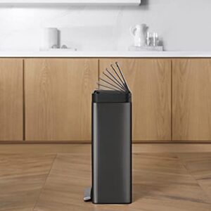 KOHLER K-20941-BST Kitchen Trash Can, 8 Gallon Trash Can Trash with Quiet-Close Lid and Hands Free Foot Pedal in Black Stainless Steel