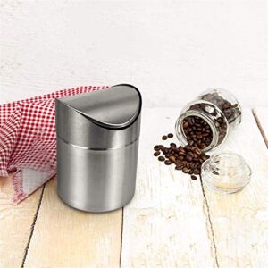 AMAZECO Mini Countertop Brushed Can Stainless Steel Swing Lid Trash Can Set, Come with Trash Bag, 1.5 L / 0.40 Gal Silver Color