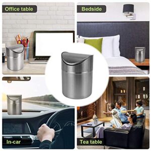 AMAZECO Mini Countertop Brushed Can Stainless Steel Swing Lid Trash Can Set, Come with Trash Bag, 1.5 L / 0.40 Gal Silver Color